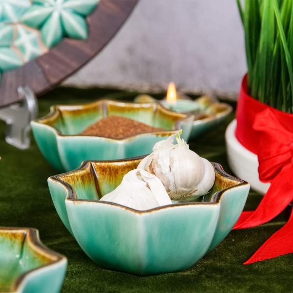 Elegant Emerald Ceramic Haft Sin Set