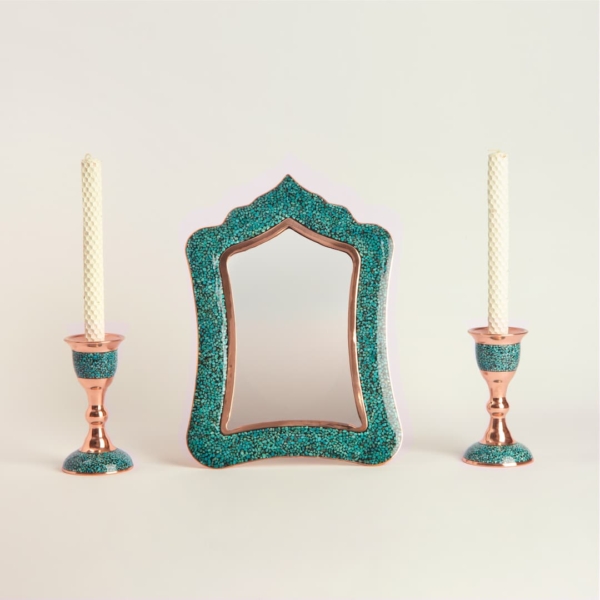 Small Firoozeh Koobi Mirror and Candle Set
