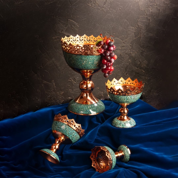 Firoozeh Koobi Turquoise on Copper Serveware Set