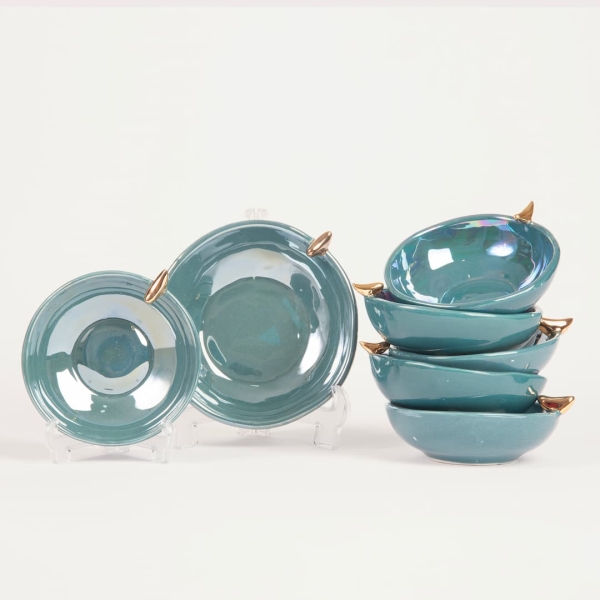 Teal Ceramic Serveware Set