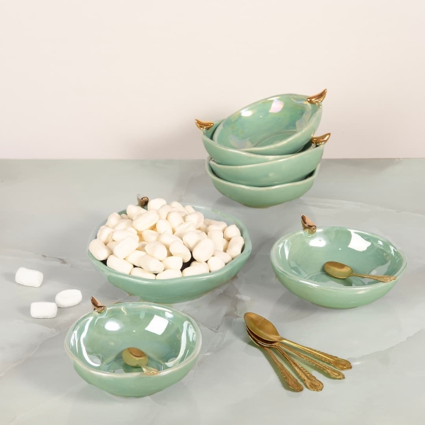 Turquoise Ceramic Serveware Set