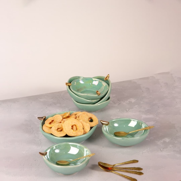 Turquoise Ceramic Serveware Set