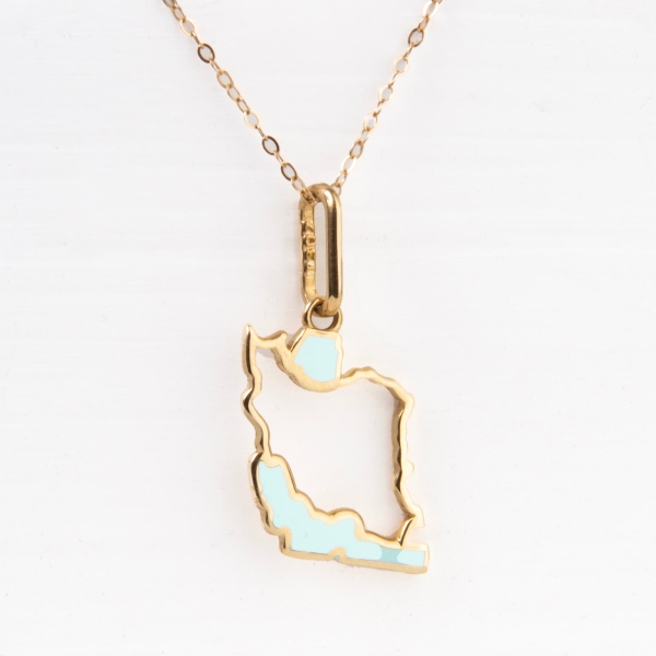 18k Gold Persian Heritage Necklace- Iran Map