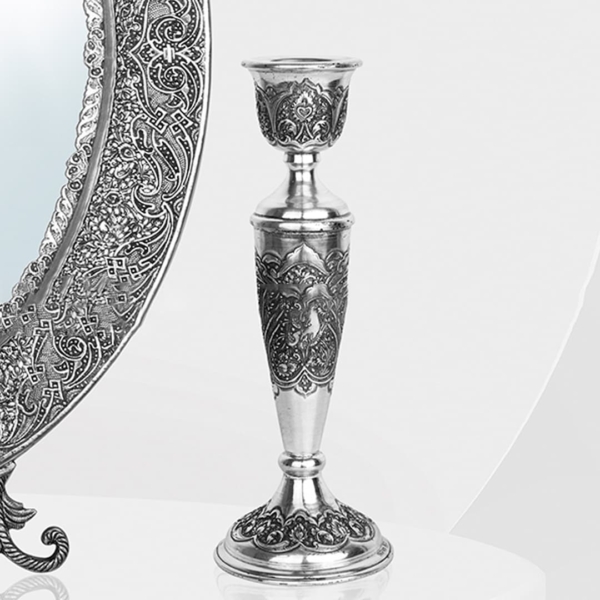 906 Silver Isfahan Oval Ghalamzani Mirror Set