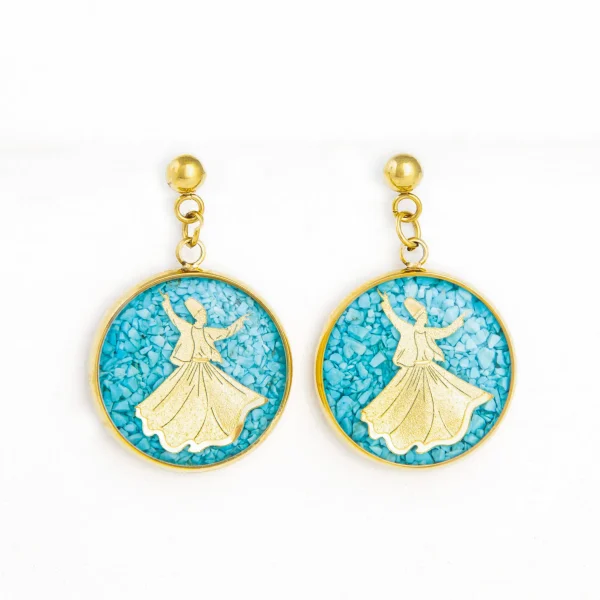 Elegant Sufi Sama Dance Earrings – 24k Gold