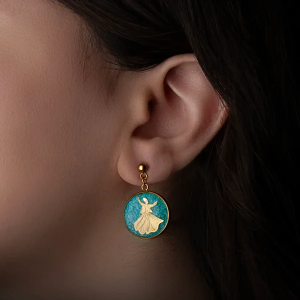 Elegant Sufi Sama Dance Earrings – 24k Gold