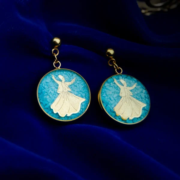 Elegant Sufi Sama Dance Earrings – 24k Gold