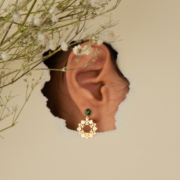 Emerald Green 18k Gold Eslimi Earrings