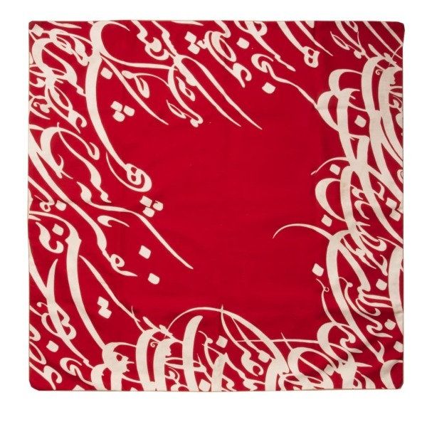 Red Calligraphy Tablecloth 100 x 100 cm