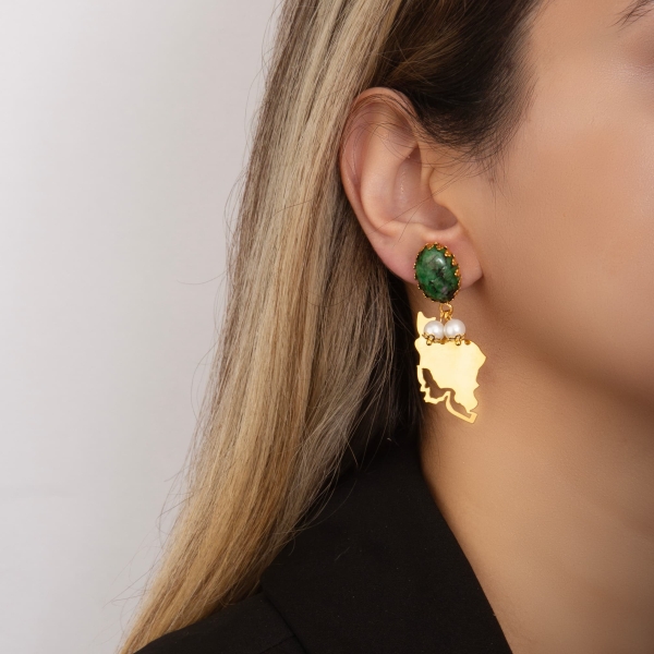 Iranian Atlas Jade Stone Earrings