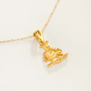 Lion and Sun Elegance 18 Carat Gold Necklace