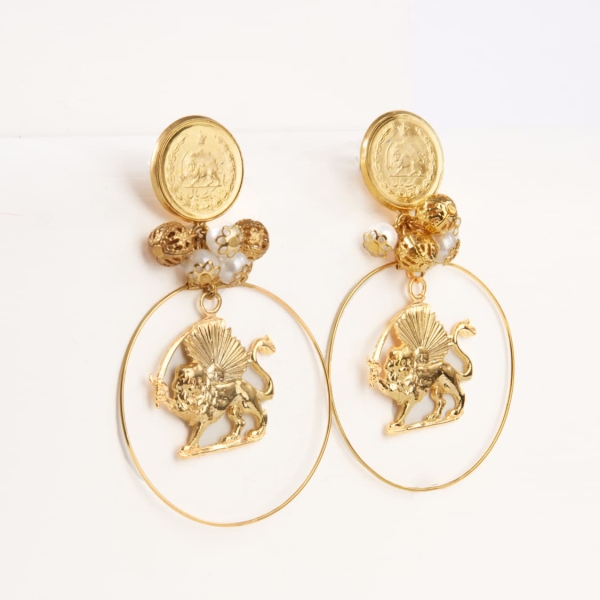 Lion and Sun Hoop Earrings