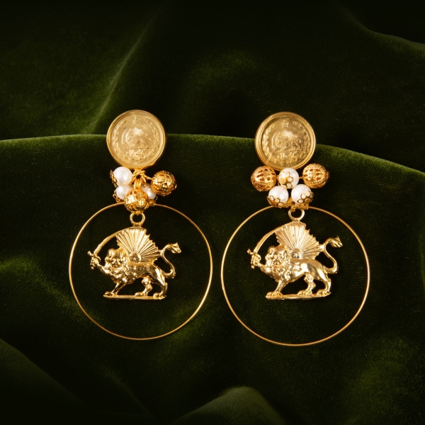 Lion and Sun Hoop Earrings