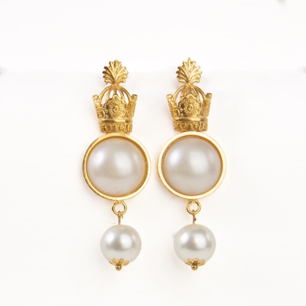 Pearls Adorned Crown Earrings