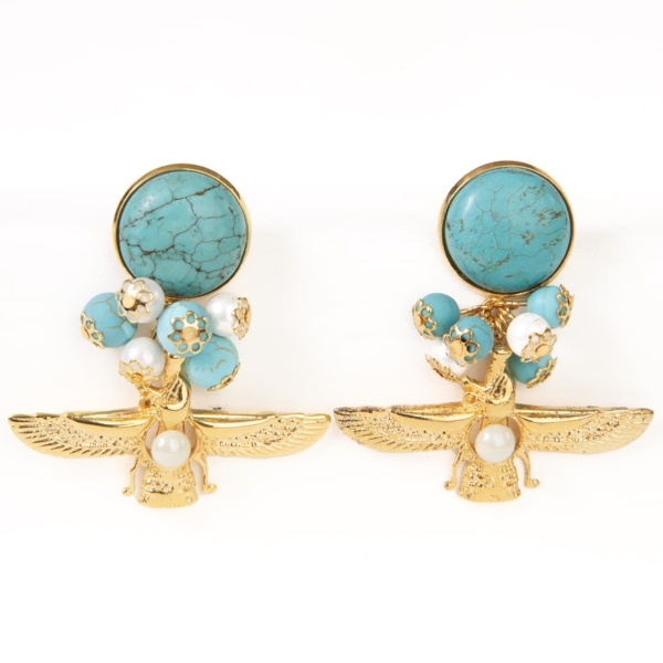 Turquoise Farvahar Statement Earrings