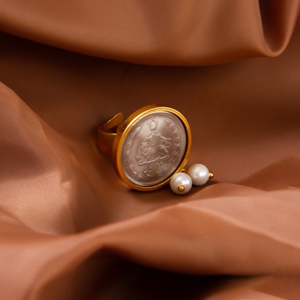 Two Rial Pearls Coin Ring