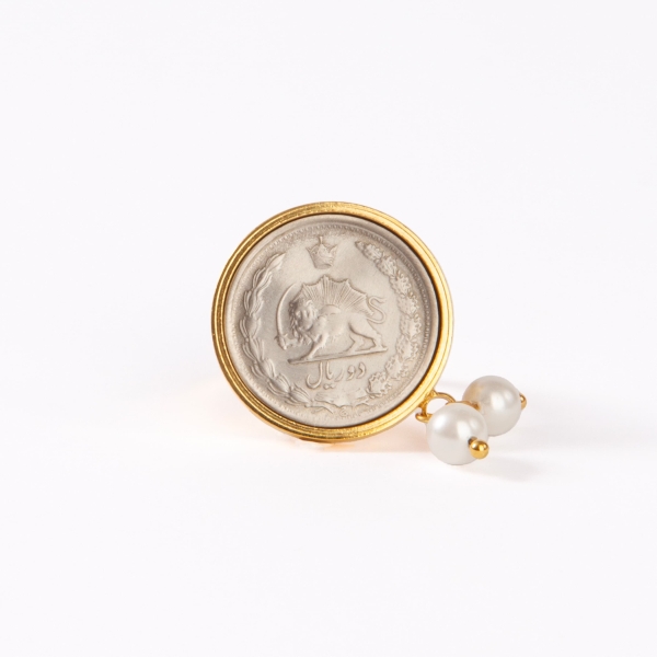 Two Rial Pearls Coin Ring