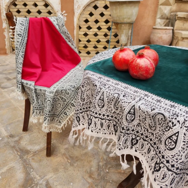 Luxury Velvet Ghalamkar Tablecloth- Green