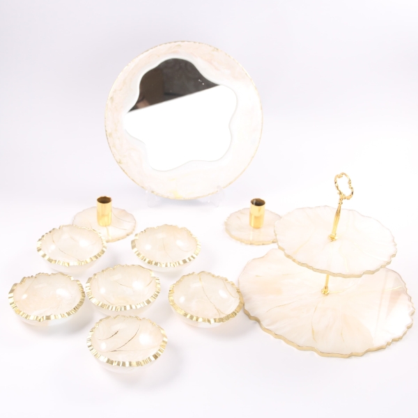 Golden Resin Marble Handmade Haftsin Set