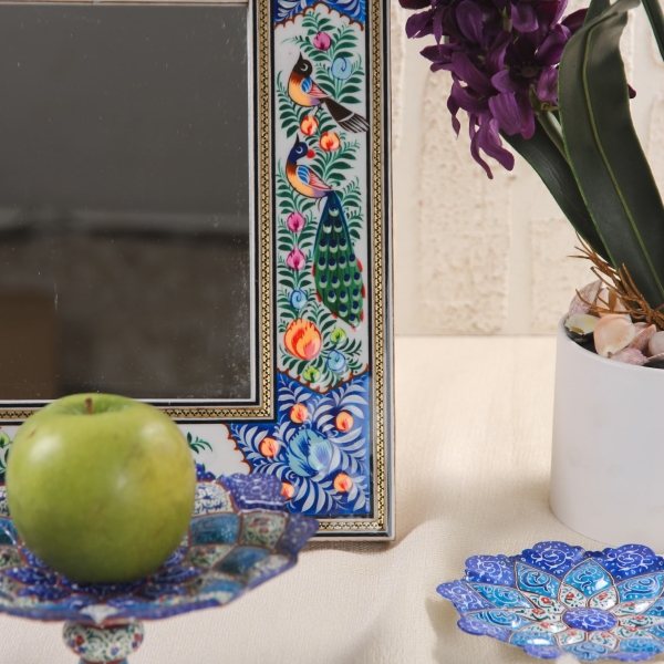 Minakari Haft Sin Set and Floral Khatam Kari Mirror