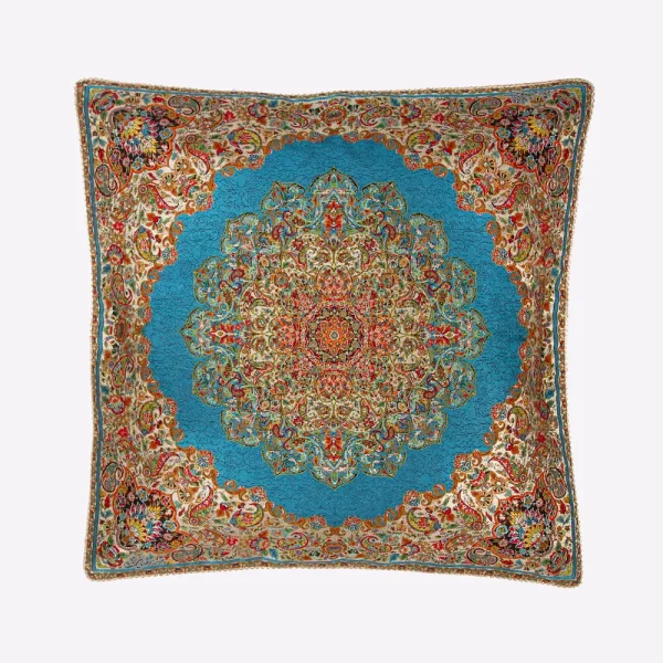 Persian Blue Silk Termeh Cushion Cover