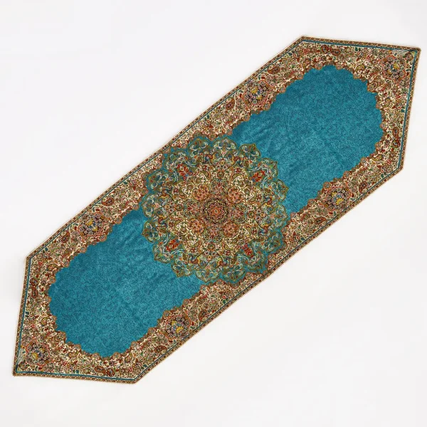 Persian Blue Silk Termeh Runner 150 cm