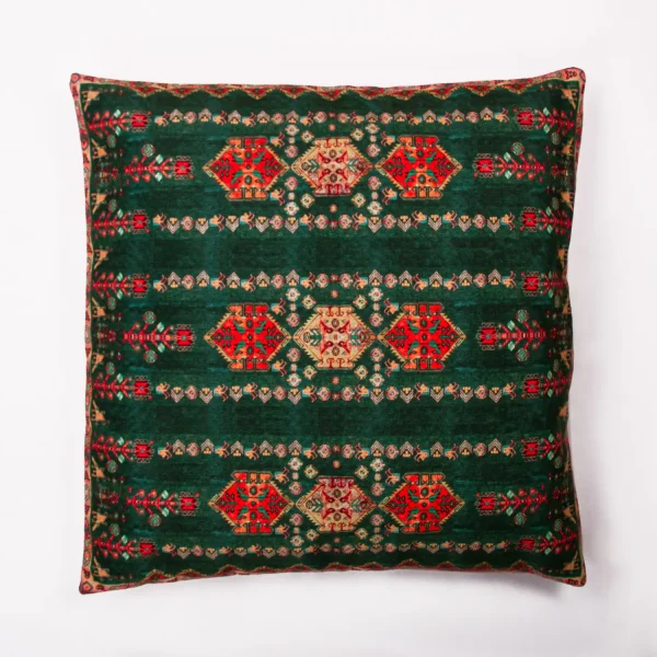 Regal Green Carpet Design Cushion Cover