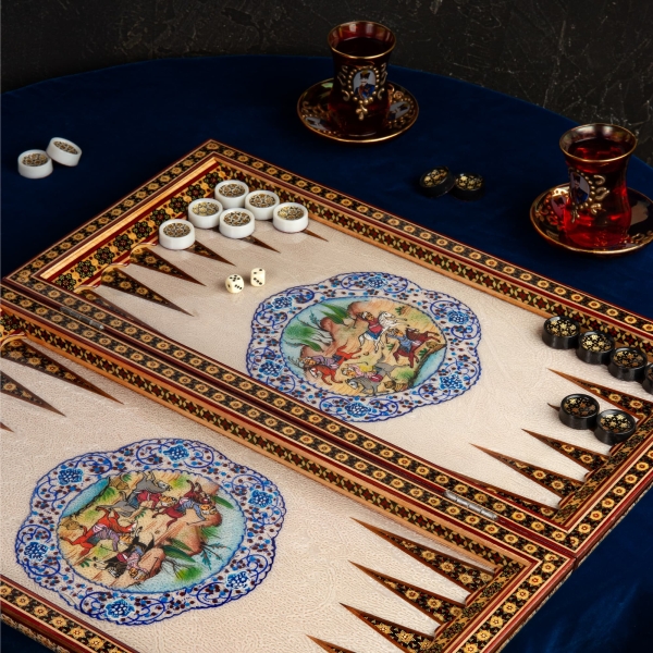 Khatam Backgammon and Chess Set – Chogan 50cm