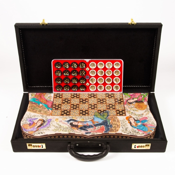 Persian Khatam Backgammon and Chess Set – Layla and Majnun 50cm