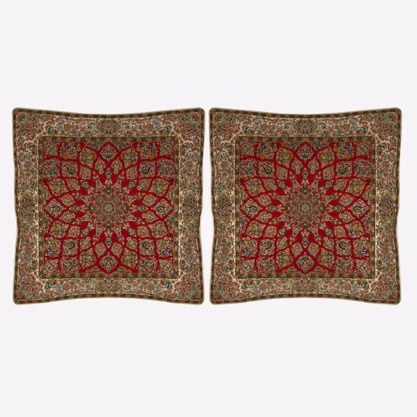 Persian Red Silk Termeh Cushion Cover