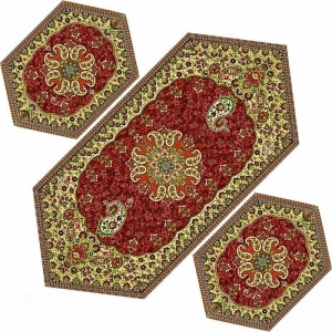 Elegant Red Termeh Table Runner 3pcs Set