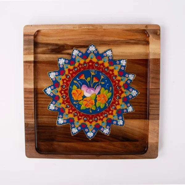 Flower and Bird Wooden Tray 30cm