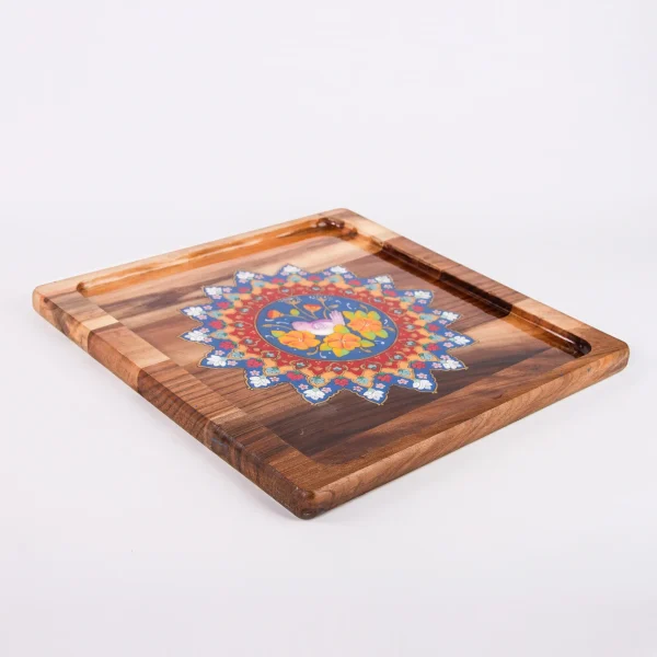 Flower and Bird Wooden Tray 30cm