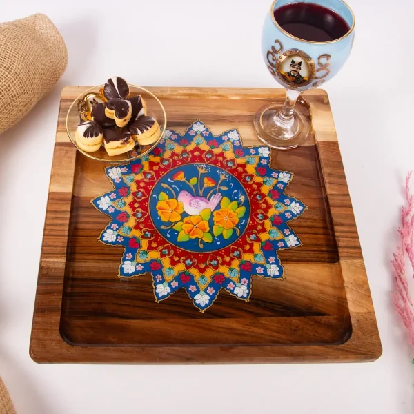 Flower and Bird Wooden Tray 30cm