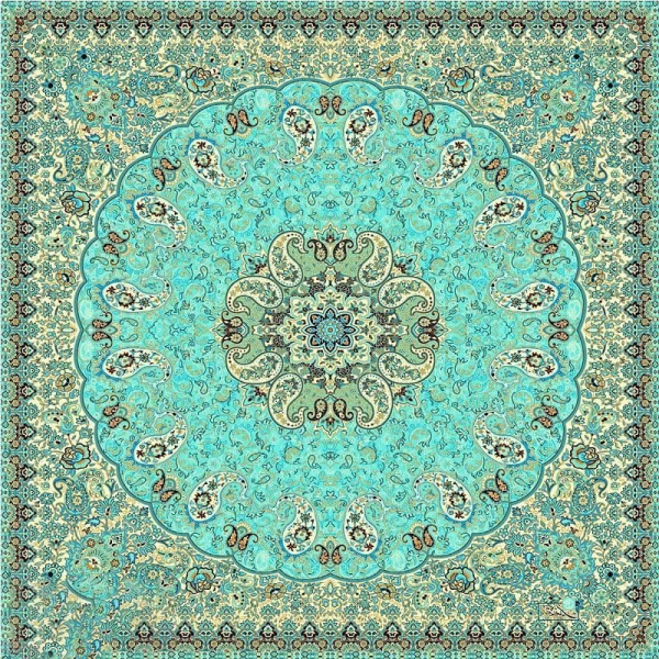 Square Elegant Turquoise Termeh Tablecloth