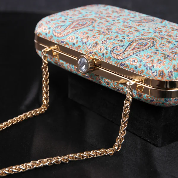 Turquoise Termeh Clutch Bag