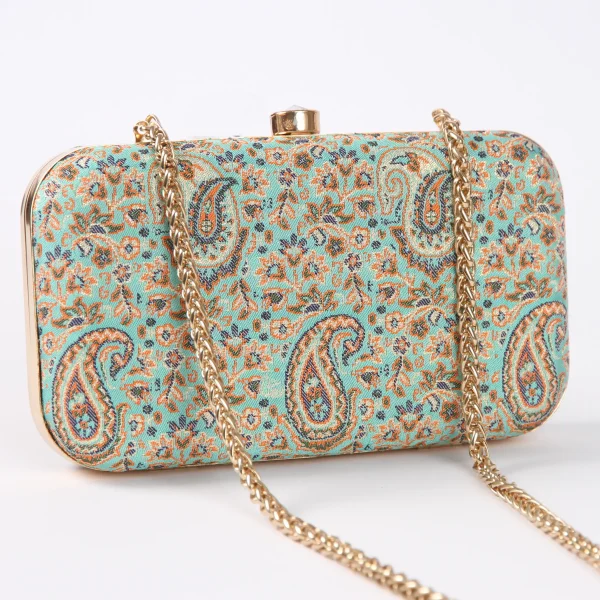 Turquoise Termeh Clutch Bag