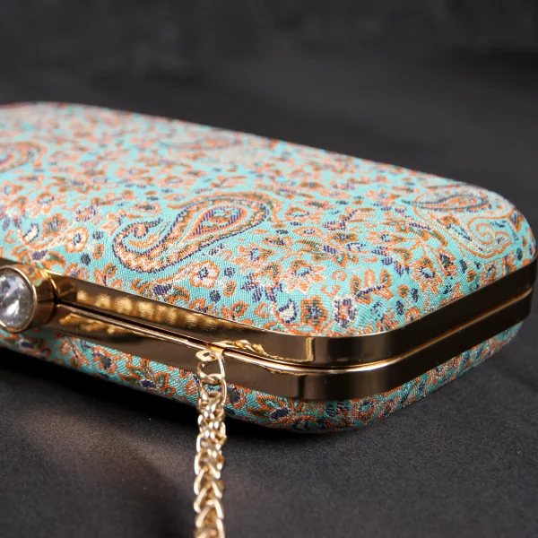 Turquoise Termeh Clutch Bag