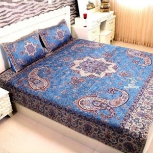 Termeh Diamond Bedspread Set In Blue Color