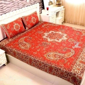 Termeh Diamond Bedspread Set In Red Color