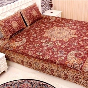 Termeh Spring Blossom Bedspread Set - Crimson Red