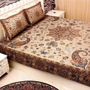 Termeh Spring Blossom Bedspread Set In Gold Color