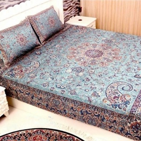 Termeh Spring Blossom Bedspread Set – Teal Color