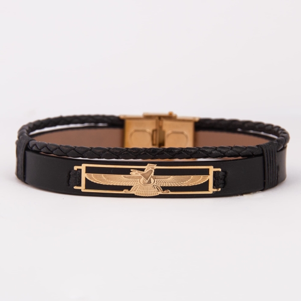 Faravahar 18K Gold Men’s Leather Bracelet