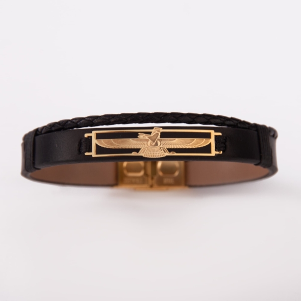 Faravahar 18K Gold Men’s Leather Bracelet