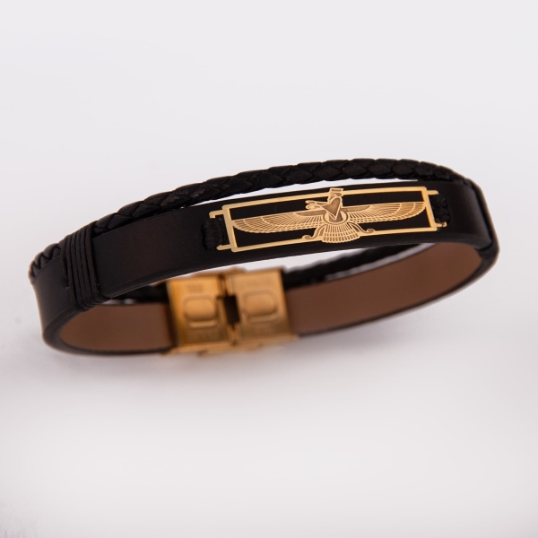 Faravahar 18K Gold Men’s Leather Bracelet