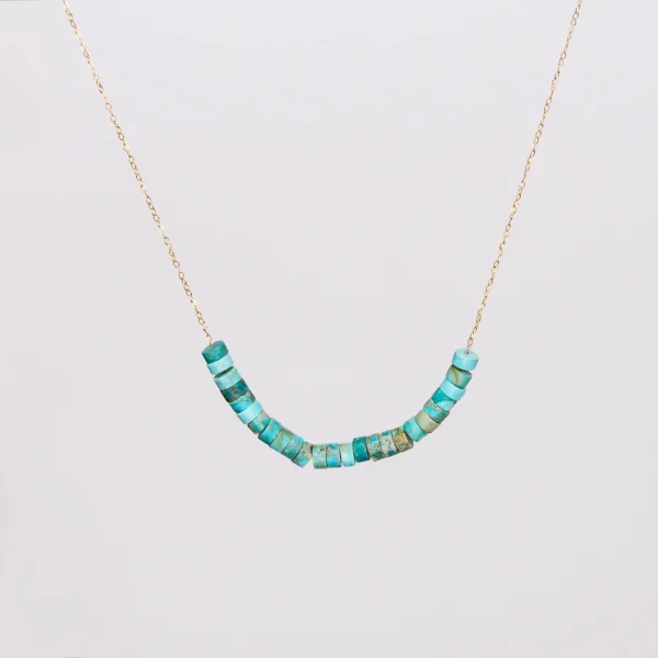 18K Gold Turquoise Bead Necklace – Persian Turquoise Necklace