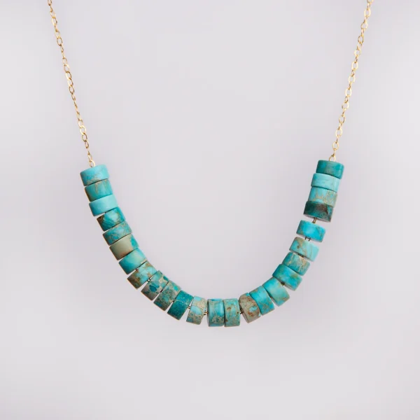 18K Gold Turquoise Bead Necklace – Persian Turquoise Necklace