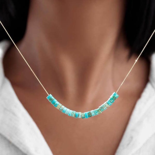 18K Gold Turquoise Bead Necklace – Persian Turquoise Necklace