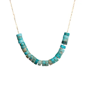 18K Gold Turquoise Bead Necklace - Persian Turquoise Necklace